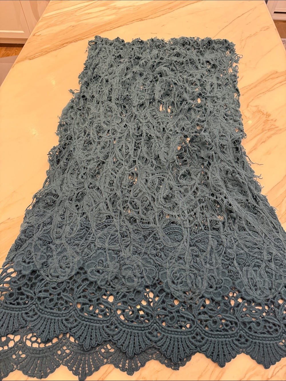 Made in Italy Lace Crochet Scarf Wrap - Teal